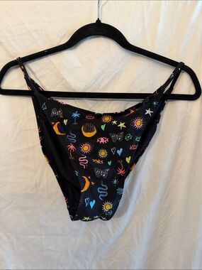 wild fable Black Bikini Bottom with Multicolor Neon Print
